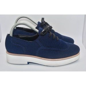 Zara Fabric Knit Upper Blue Platform Derby Oxford Shoes